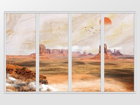 大理石纹山水日出移门