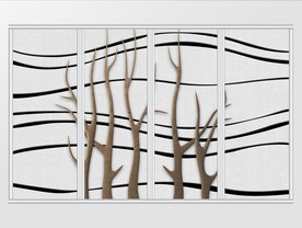 现代简约3D浮雕树枝线条移门