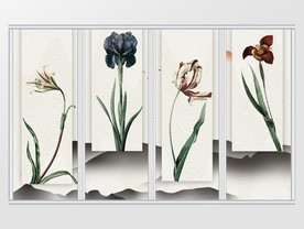 新中式简约手绘花朵移门