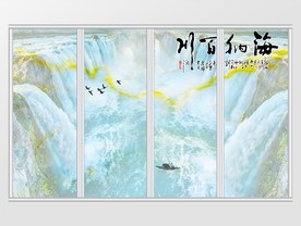 大理石山水瀑布纹理移门