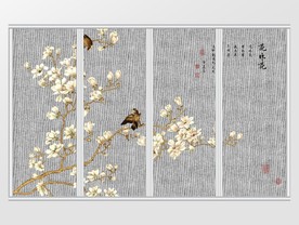 新中式雅致花鸟移门