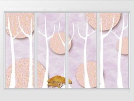 现代简约梦幻唯美金箔植物移门