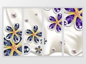 立体珠宝花朵移门