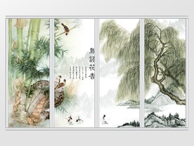 中式鸟语花香移门