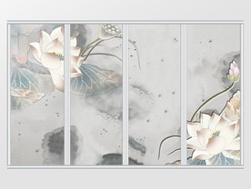新中式立体睡莲移门