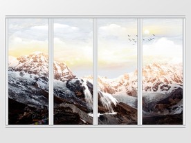 大理石纹岩石山水移门