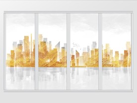 现代简约质感城市背景移门