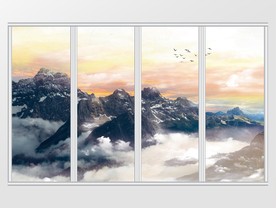 大理石纹山水日出移门