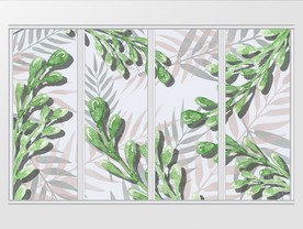 现代简约唯美大气手绘植物移门