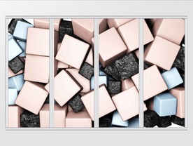 彩色方块立体几何移门