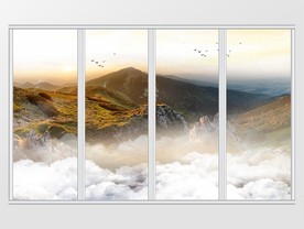 大理石山水日出移门