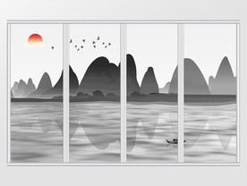 新中式水墨山水移门