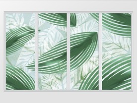 绿色现代唯美大气手绘植物移门