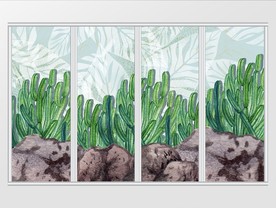 大气简约手绘绿植物移门