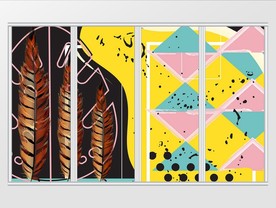 现代创意涂鸦几何图案移门