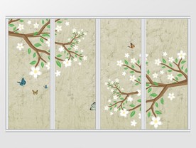 新中式花开富贵玉兰移门