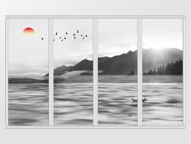 新中式山林风景移门