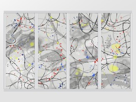 手绘抽象彩墨线条移门