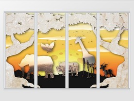 大理石抽风景动物移门