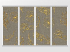 金色线条花卉移门