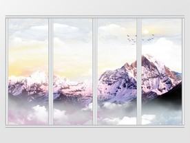 大理石纹风景移门