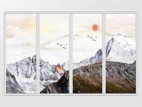 大理石岩石日出移门