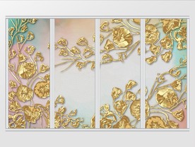 北欧现代金箔花卉移门