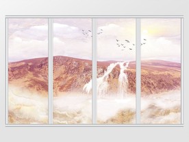 大理石纹岩石天空移门