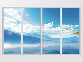 创意蓝天山水移门