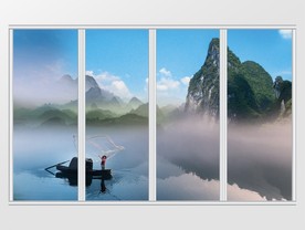 创意新中式山水背景移门