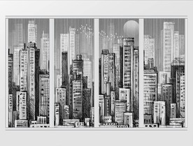 抽象城市风景背景移门