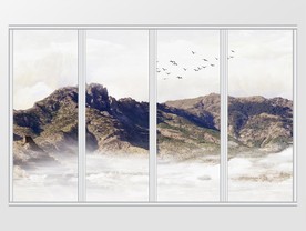 高山岩石山水风景装饰移门