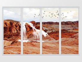 大理石纹岩石山水移门