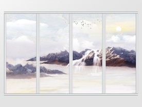 大理石纹岩石流水移门