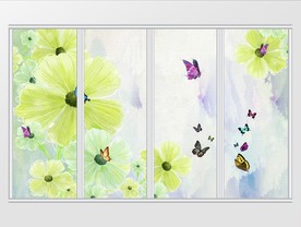 唯美现代简约花卉移门