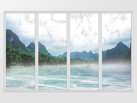 清新大理石山水移门