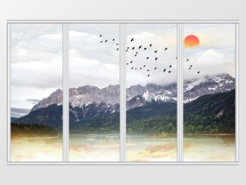 高山山水风景移门