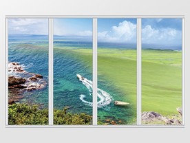 创意新中式海边风景移门