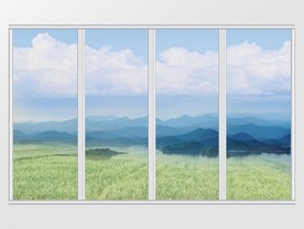 清新新中式已经风景移门