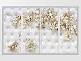 3d高贵大气钻石珠宝花朵花移门