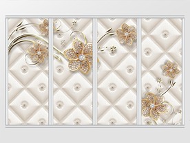 简约镶钻珠宝花瓣移门