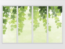 清新绿色叶子移门