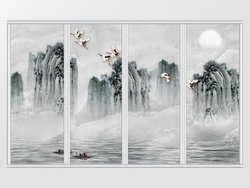 中式水墨山水移门