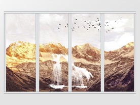 大理石纹海纳百川流水岩石移门