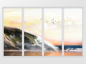 大理石纹山水日出移门