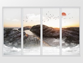 大理石岩石风景移门