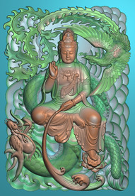 龙凤观音挂件46牌精雕图浮雕图