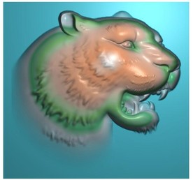 玉雕虎头挂件牌子精雕图浮雕灰度