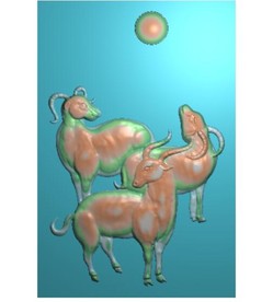 三羊开泰玉雕十二生肖挂件精雕图