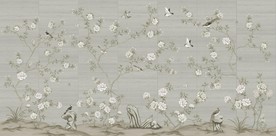 清新玄关屏风新中式复古画飞鸟背